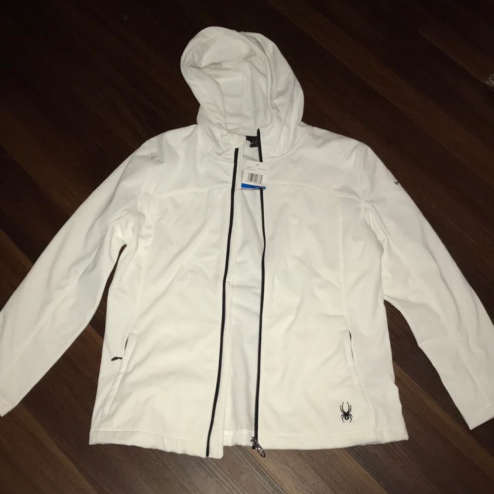 Spyder Full Zip Hooded Athletic Mid-Weight Jacket Sporty Top NWT